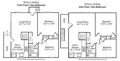 Floor plan for 2 beds, 1 bath